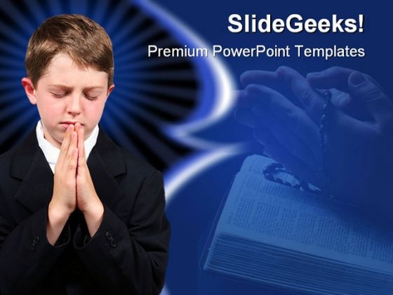 Boy Praying Religion PowerPoint Template 0810 Boy Praying Religion PowerPoint Template 0810