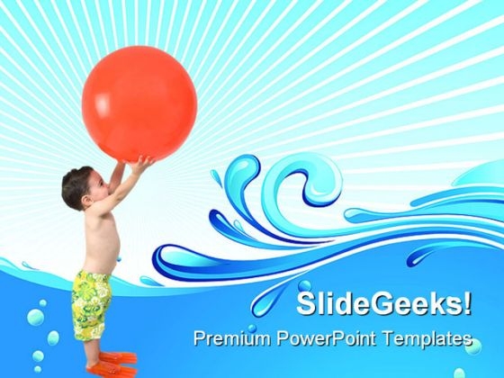 Boy With Ball Beach PowerPoint Themes And PowerPoint Slides 0511