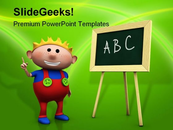 Boy With Blackboard Education PowerPoint Template 1110 Boy With Blackboard Education PowerPoint Template 1110