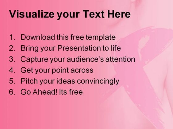 Breast Cancer PPT Template with Ribbon customizable content ready