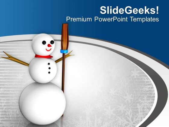 Built Snowman For Christmas PowerPoint Templates Ppt Backgrounds For Slides 0513