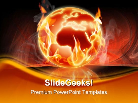 Burning World Globe PowerPoint Template 0910 Burning World Globe PowerPoint Template 0910