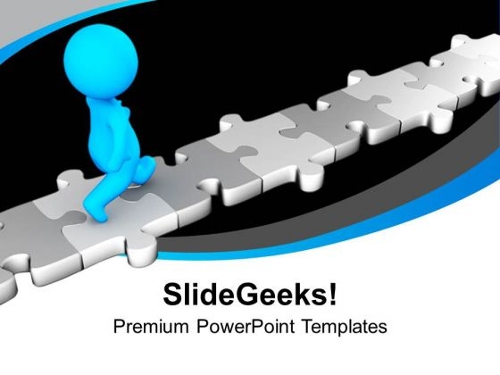 Business Man On Jigsaw Puzzle Path PowerPoint Templates Ppt Backgrounds For Slides 0313 Business Man On Jigsaw Puzzle Path PowerPoint Templates Ppt Backgrounds For Slides 0313