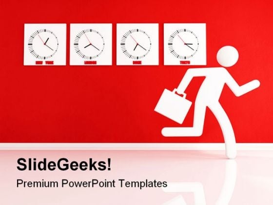 Business Man Races Future PowerPoint Template 1110 Business Man Races Future PowerPoint Template 1110