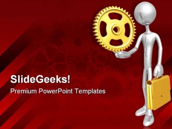 Businessman Holding A Gear Metaphor PowerPoint Themes And PowerPoint Slides 0511 Businessman Holding A Gear Metaphor PowerPoint Themes And PowerPoint Slides 0511
