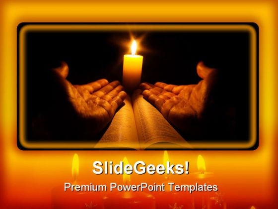 Candle Bible Religion PowerPoint Template 0610 Candle Bible Religion PowerPoint Template 0610