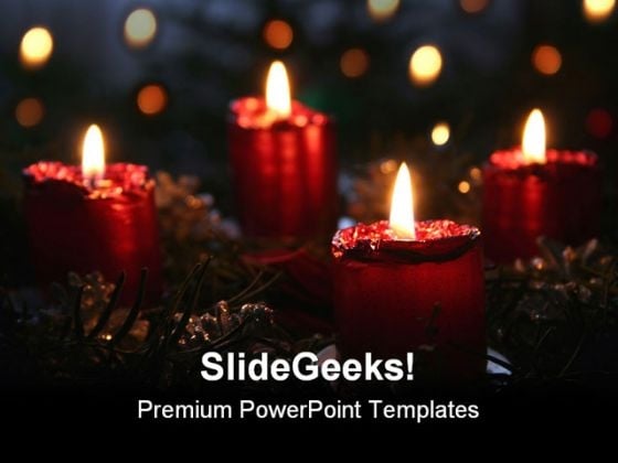Candle Lights Christmas PowerPoint Template 0610
