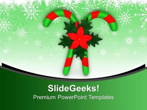 Candy Canes And Holy Flowers PowerPoint Templates Ppt Backgrounds For Slides 0113