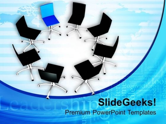 Chairs In Circle With Leader Finance PowerPoint Templates Ppt Backgrounds For Slides 0213 Chairs In Circle With Leader Finance PowerPoint Templates Ppt Backgrounds For Slides 0213