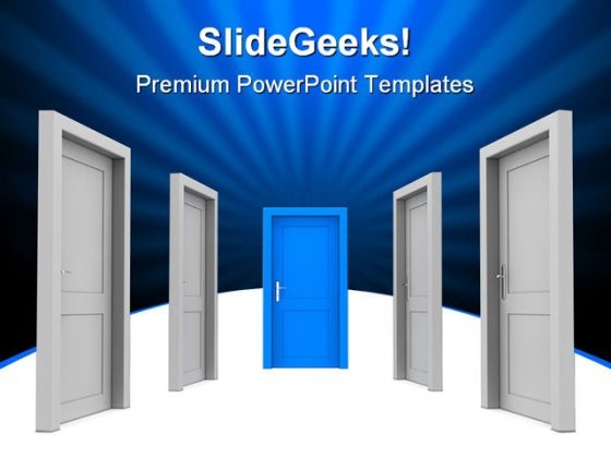 Choose The Door Business PowerPoint Template 0910