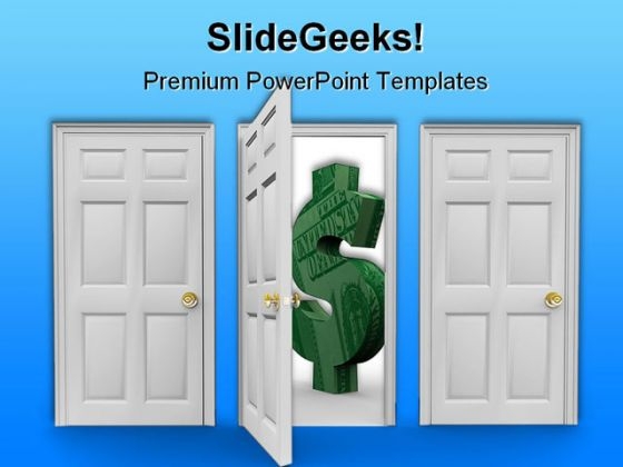 Choose The Door Dollar PowerPoint Background And Template 1210 Choose The Door Dollar PowerPoint Background And Template 1210
