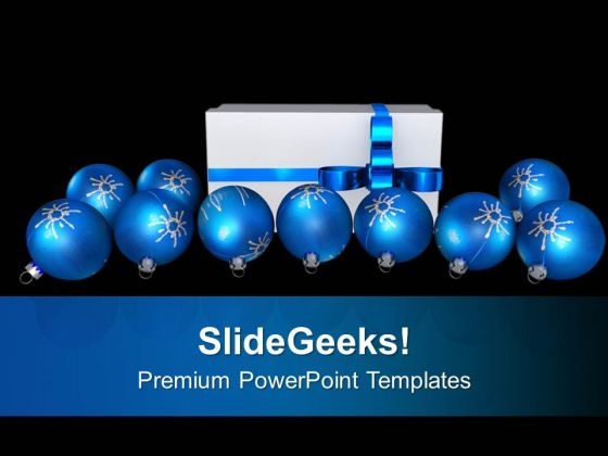 Christmas Balls Around Gift Festival PowerPoint Templates Ppt Backgrounds For Slides 0113 Christmas Balls Around Gift Festival PowerPoint Templates Ppt Backgrounds For Slides 0113
