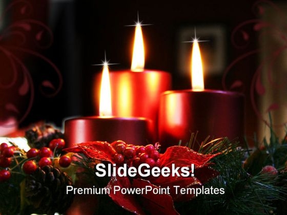Christmas Candles In Wreath Holidays PowerPoint Template 1010 Christmas Candles In Wreath Holidays PowerPoint Template 1010