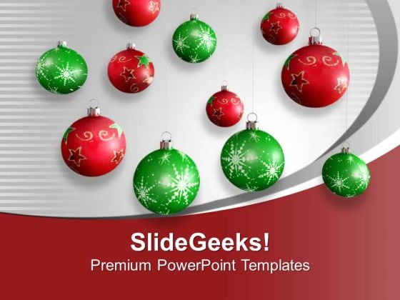 Christmas Hanging Bells For Decoration PowerPoint Templates Ppt Backgrounds For Slides 0413