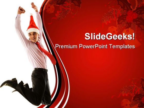 Christmas Joy Jump Business PowerPoint Themes And PowerPoint Slides 0611