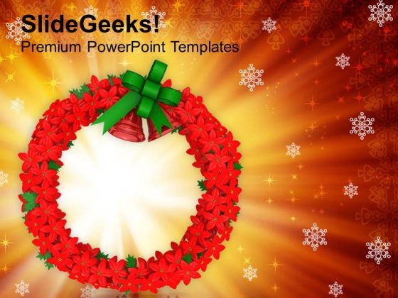 Christmas Wreath On Snowflakes Background PowerPoint Templates Ppt Backgrounds For Slides 1212 Christmas Wreath On Snowflakes Background PowerPoint Templates Ppt Backgrounds For Slides 1212