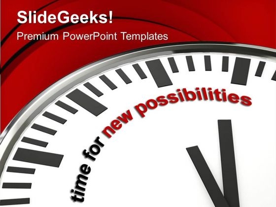 Clock With Words Time For New Possibilities PowerPoint Templates Ppt Backgrounds For Slides 0313 Clock With Words Time For New Possibilities PowerPoint Templates Ppt Backgrounds For Slides 0313