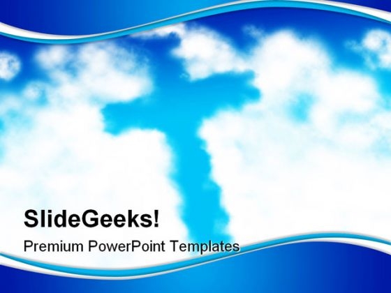 Clouds Cross Beauty PowerPoint Template 0610 Clouds Cross Beauty PowerPoint Template 0610