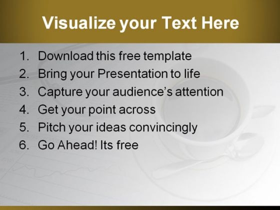 Coffee PowerPoint Template with Stock Market Papers researched slides