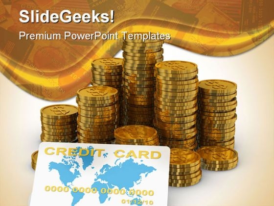 Coins Credit Card Money PowerPoint Background And Template 1210 Coins Credit Card Money PowerPoint Background And Template 1210