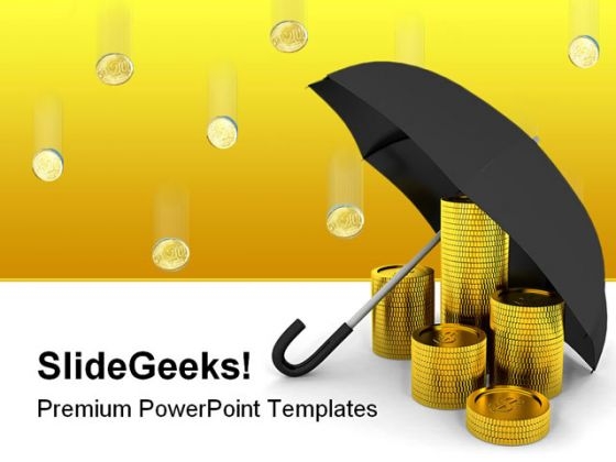 Coins Under Umbrella Business PowerPoint Template 0910 Coins Under Umbrella Business PowerPoint Template 0910