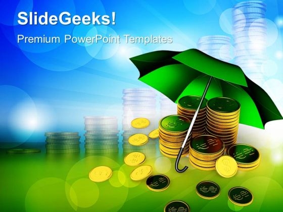 Coins Under Umbrella Business PowerPoint Templates And PowerPoint Themes 0912