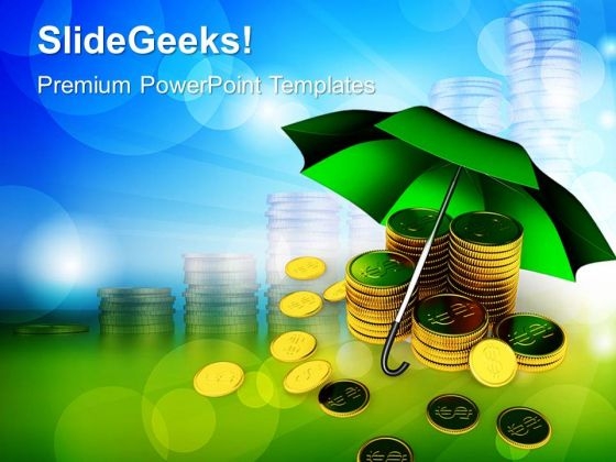Coins Under Umbrella Business PowerPoint Templates And PowerPoint Themes 0912 Coins Under Umbrella Business PowerPoint Templates And PowerPoint Themes 0912