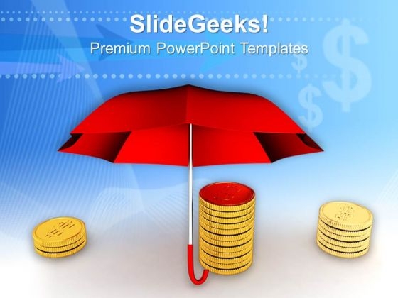 Coins With Umbrella Finance PowerPoint Templates And PowerPoint Themes 1012 Coins With Umbrella Finance PowerPoint Templates And PowerPoint Themes 1012