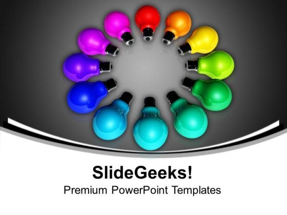 Colored Bulbs In A Circle Teamwork PowerPoint Templates And PowerPoint Themes 1012 Colored Bulbs In A Circle Teamwork PowerPoint Templates And PowerPoint Themes 1012