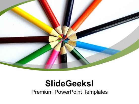 colored pencil for art and kids powerpoint templates ppt powerpoint art templates
