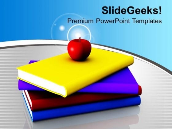 Colorful Books Placed Under Red Apple Education PowerPoint Templates Ppt Backgrounds For Slides 1212 Colorful Books Placed Under Red Apple Education PowerPoint Templates Ppt Backgrounds For Slides 1212