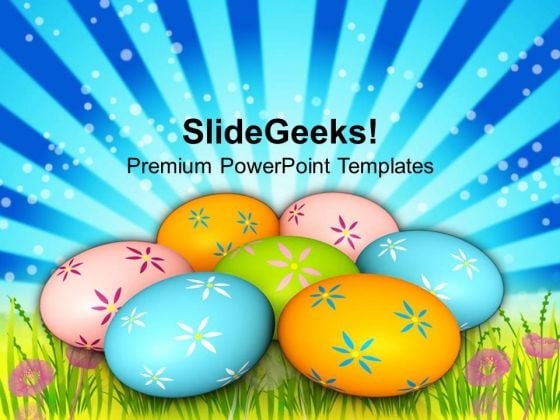 Colorful Easter Eggs On Grass Tradition PowerPoint Templates Ppt Backgrounds For Slides 0313