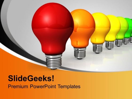 Colorful Electric Bulbs Energy Efficiency PowerPoint Templates Ppt Backgrounds For Slides 0313 Colorful Electric Bulbs Energy Efficiency PowerPoint Templates Ppt Backgrounds For Slides 0313