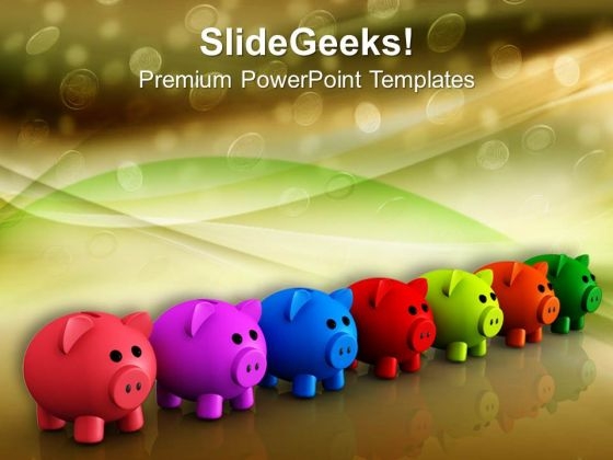 Colorful Piggy Bank Savings Future PowerPoint Templates Ppt Backgrounds For Slides 0213