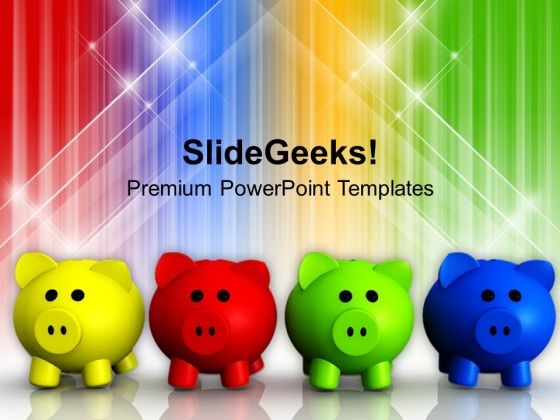 Colorful Piggy Bank Savings Future PowerPoint Templates Ppt Backgrounds For Slides 1212