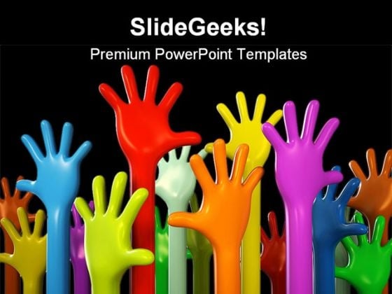Colourful Hands People PowerPoint Template 1110