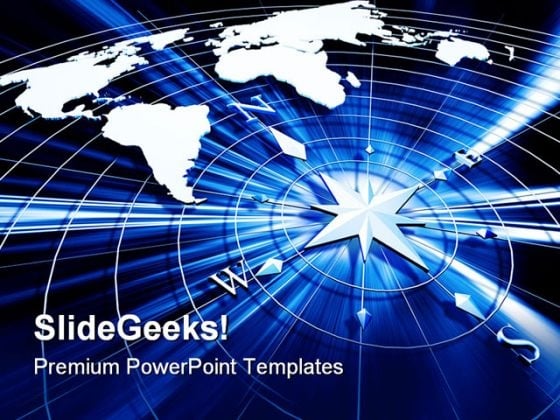 Compass With World Map Technology PowerPoint Themes And PowerPoint Slides 0511