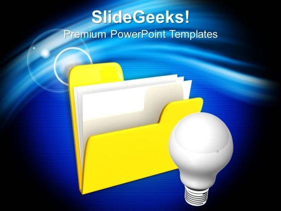 Computer Folder Icon With Light Bulb Business PowerPoint Templates Ppt Backgrounds For Slides 1112