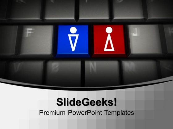 Computer Keyboard With Male And Female Keys PowerPoint Templates And PowerPoint Themes 1012