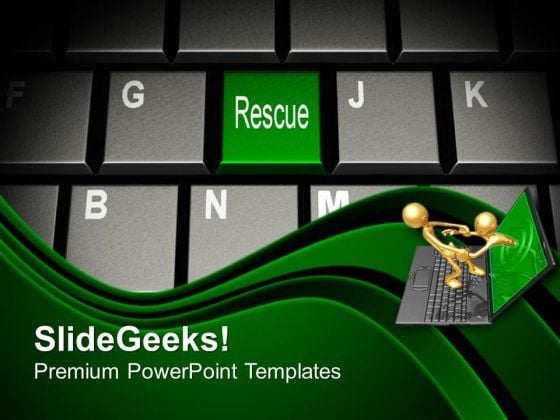 Computer Keyboard With Rescue Key PowerPoint Templates Ppt Backgrounds For Slides 0213