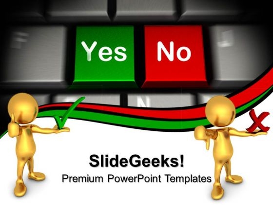 Computer Keyboard With Yes No Keys PowerPoint Templates And PowerPoint Themes 0912