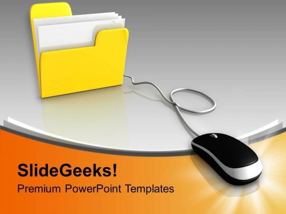 Computer Mouse And Yellow Folder PowerPoint Templates Ppt Backgrounds For Slides 0313