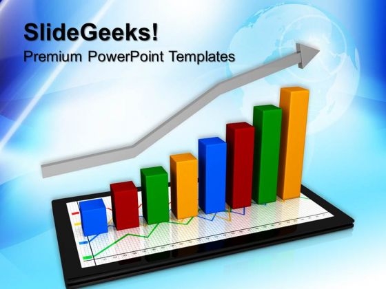 Computer Tablet With Graph Arrow Business PowerPoint Templates And PowerPoint Themes 0712