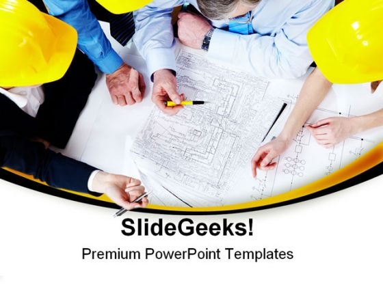 Cooperation In Plans Architecture PowerPoint Themes And PowerPoint Slides 0511