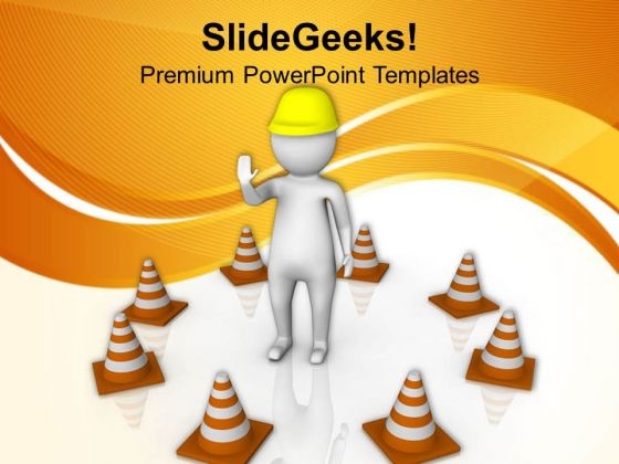 Cop With Traffic Cones PowerPoint Templates Ppt Backgrounds For Slides 0713