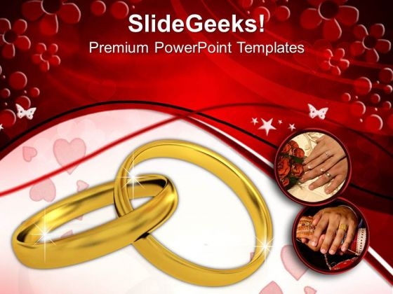 Couple And Rings Golden PowerPoint Templates And PowerPoint Themes 1012