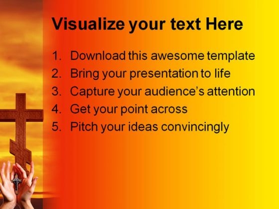 Cross Hands Religion PowerPoint Template 0610 visual professional