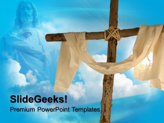 Cross Line Cloth And Sky Christian PowerPoint Templates And PowerPoint Themes 0712