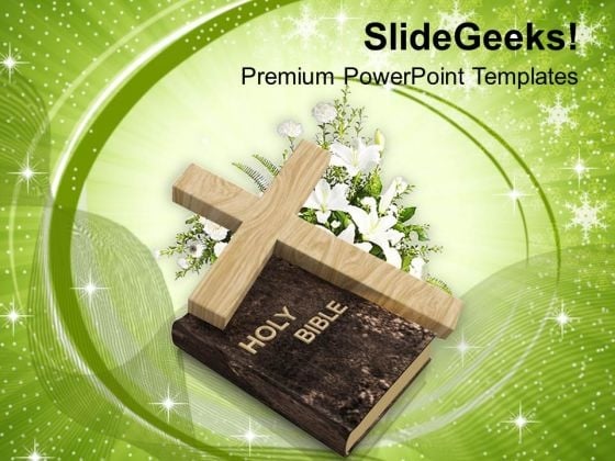 Cross On Holy Bible Christianity PowerPoint Templates Ppt Backgrounds For Slides 1212 Cross On Holy Bible Christianity PowerPoint Templates Ppt Backgrounds For Slides 1212
