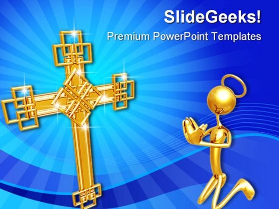 Cross Prayer Religion PowerPoint Template 0610 Cross Prayer Religion PowerPoint Template 0610